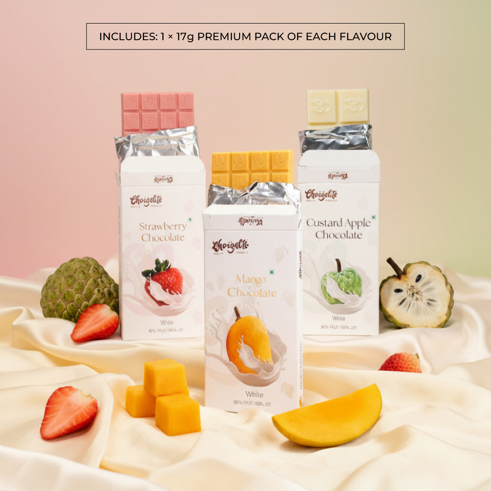 3 flavor mini white fruit chocolates
