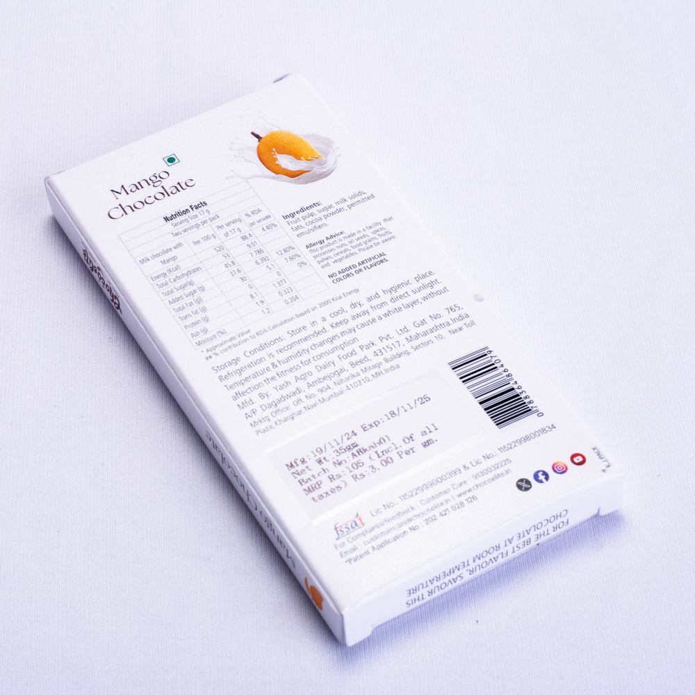 Mango real fruit milk chocolate bar