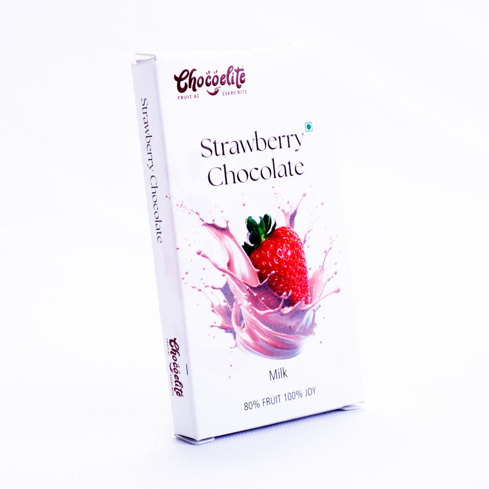 Strawberry milk chocolate made with real fruit pulp
