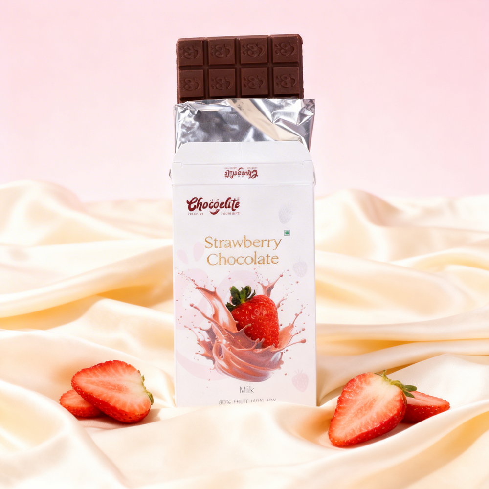Strawberry real fruit milk chocolate bar
